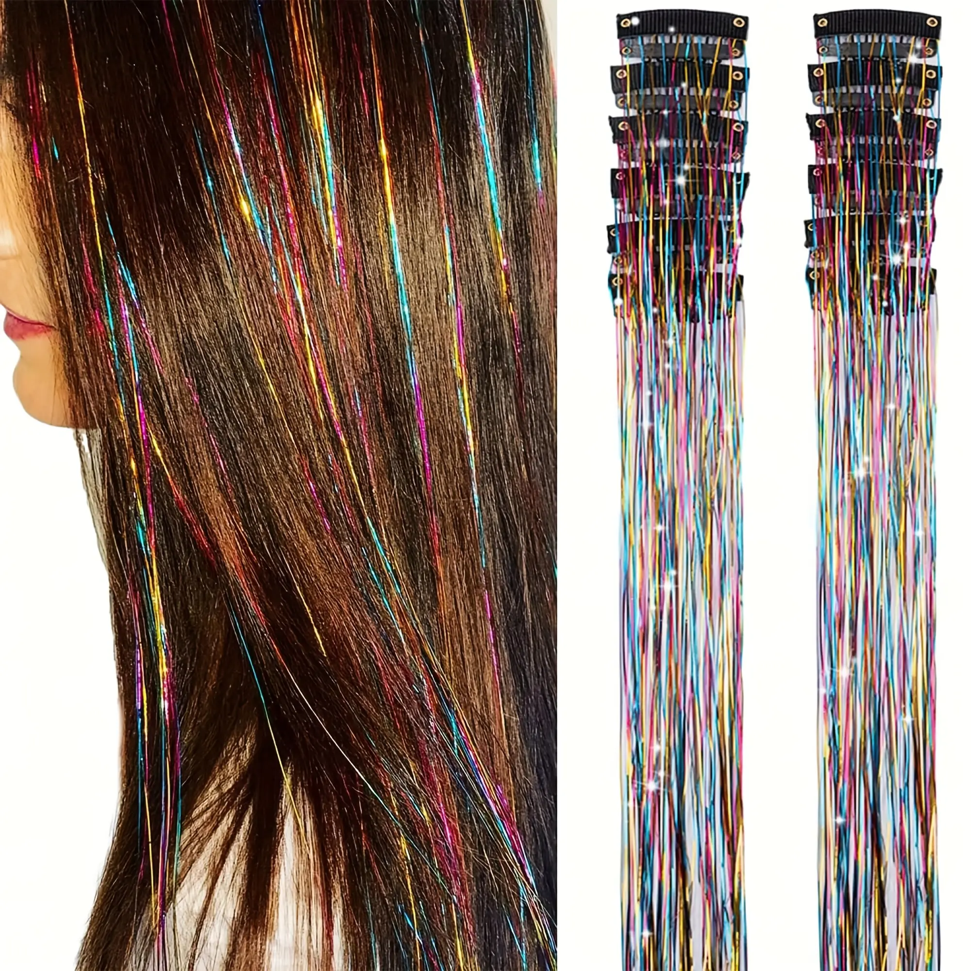 Fashionable Women's Hair Accessory Set 12-Piece, Colorful Glitter Hairban and Clips, Holiday Gift Fairy Hair Accessories, Halloween Party Colorful Hair Accessories (12-Piece Set, Multicolor)