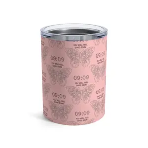 Pink Tumbler 10oz, Angel Number 909 Accept Yourself, Numerology Gift, Positive Energy Cup, Manifestation Gift, Law of Attraction Gift