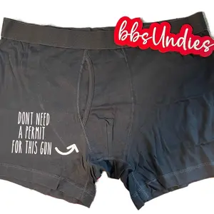 FUN Christmas sexy mens undies! Menswear Underwear-anniversary holiday gifts for husband, boyfriend Valentines Day Casual-permit for this gun- pew pew Love print