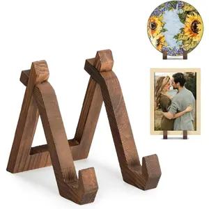 6-Inch Decorative Plate Stand - Wooden Display Holder for Plates, Photos & Plaques, Tabletop or Shelf Decor (Versatile Tilted Design) Organiser Racks