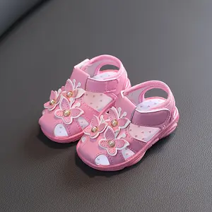 Baby Girl's Summer Butterfly Sandals - Soft-Soled Breathable First Walkers with Closure, Floral Embellishments & Non-Slip Rubber Sole Indoor/Outdoor & Beach Play, Toddler Sandals, Indoor Outdoor Shoes, Playful Design, Secure Closure, Parents Of Toddle1011