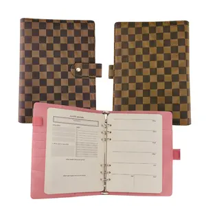 A5 Brown Checkered Planner for Mental Wellness 6-Ring [Daily, Weekly, Monthly] with Goal Setting, Mood Tracker, CBT Exercises