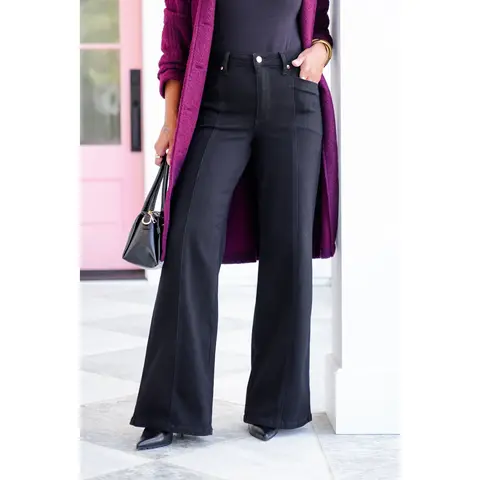 Judy Blue High Rise Black Retro Wide Leg Jeans