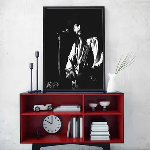 Waylon Jennings Poster with signature - Guitarist Art Print - Country Music Wall Design - Black White Outlaw Movement Guitar Player