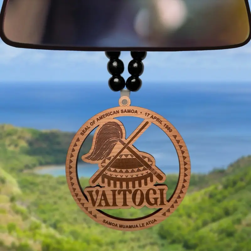 American Samoa Vaitogi Ornament - 1/4 Inch Thick Wood Cherry Hickory Mahogany Unfinished 4-5 Inches Long Side Stylish Accessory