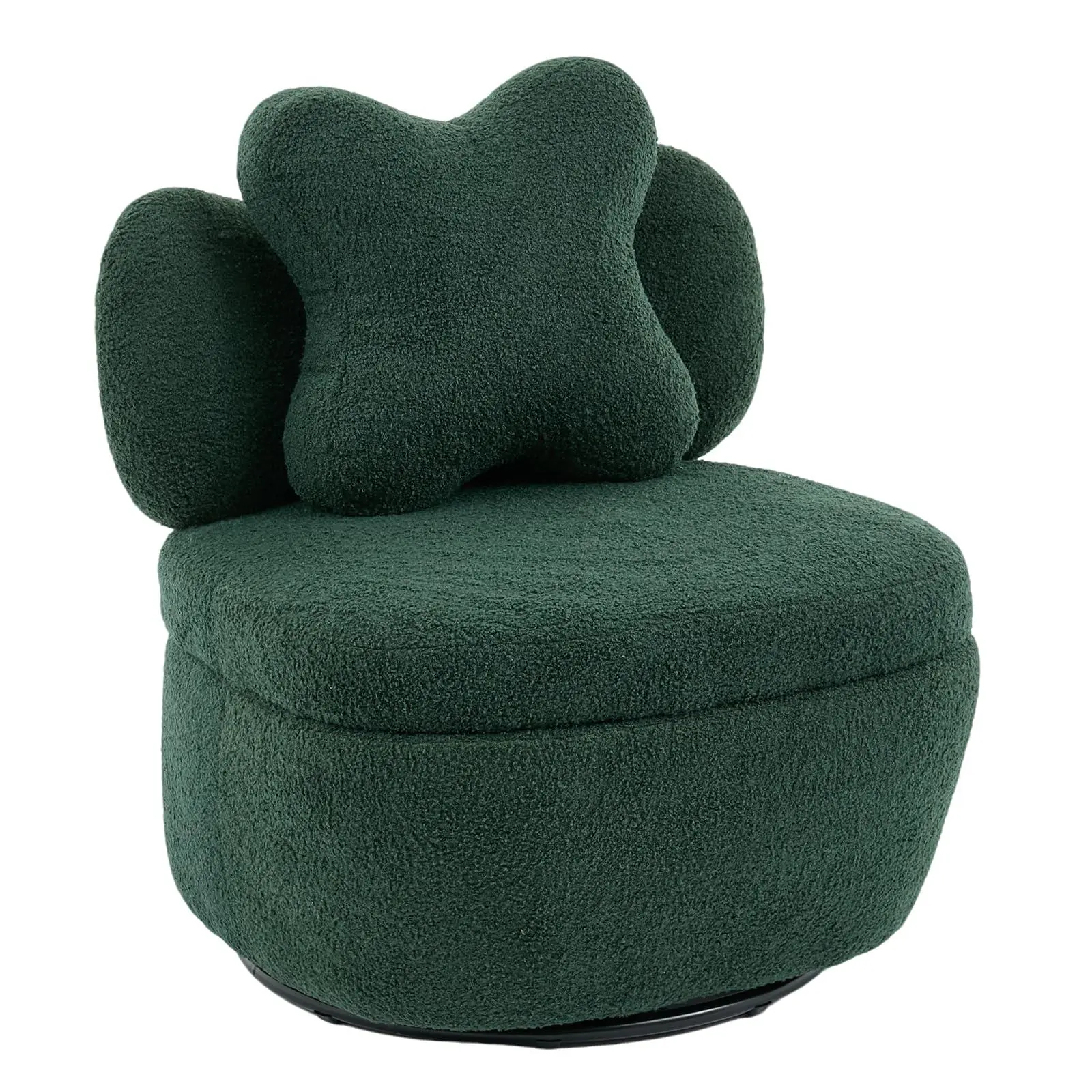 Gaomon Modern Rounded Velvet Swivel Chair - Sturdy Padded Armrests, 360° Swivel, Single Seat, Built-In Storage, Comfy Upholstery, Star Pillow, for Living Room Small Spaces, Ideal for Guests