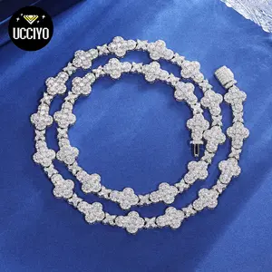 【#NS9250035】Original Design Cross Star Tennis Chain Necklaces for Women 10mm S925 Sterling Silver  Iced Out Iced Out Fashion Jewelry for Christmas