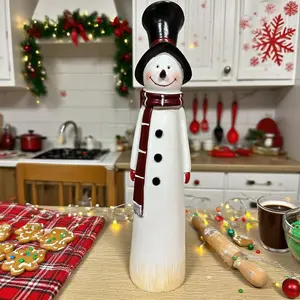 Vintage Resin Snowman Statue Decoration Ornaments, Indoor Outdoor Holiday Decor, Perfect for Christmas Thanksgiving New Year Home Porch Display Gift