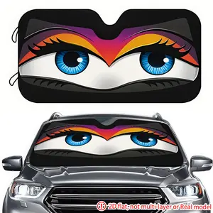 1pc painted eye makeup close-up car sun visor 2D high-definition printing, car sun visor effectively blocks sunlight, suitable for RVs SUV、 General Motors windshield decoration