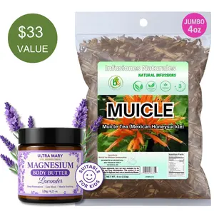 TTS Exclusive - Muicle Herbal Tea (Mexican Honeysuckle) – 4 oz(113 g) – 100% Natural, Vegan, Non-GMO – Authentic Herbal Infusion + Nighttime Magnesium Cream – 4.23 oz – Soothing Body Butter for Pain, Nerve & Leg Cramps, Sleep & Relaxation – by BexpertsUSA
