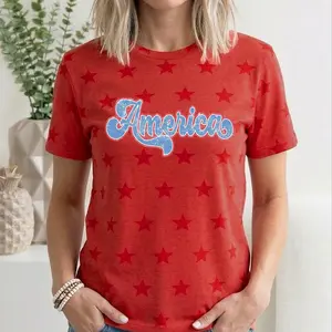 Retro America, Fourth of July, America, Patriotic, USA, Star Pattern T-Shirt, Women's Graphic Tee