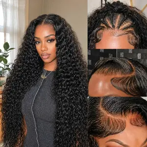 Lrv Hair 210% Density Pre Plucked Deep Wave Lace Frontal Wig Transparent 13x4 13x6 HD Lace Frontal Human Hair Wigs Curly Human Hair Lace Frontal Wigs For Women Summervibes