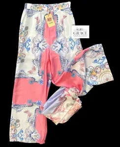SALE! "Cassie" Scarf Print Satin Pants, 2 colors