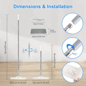 Microfiber Flat Mop for Floor Cleaning Extendable Wet & Dry Mop with 4 Reusable Pads and 360° Rotating Head Aluminium Set Adjustable Cloth Lightweight Removable Smooth Wall