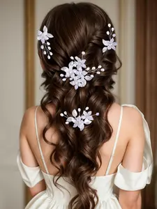 Elegant Rhinestone & Faux Pearl Decorated Tiara, Jasmine Princess Crown, Rapunzel Crown, 2024 New Style Flower Design Bridal Headwear, Fashion Hair Accessories for Wedding Party