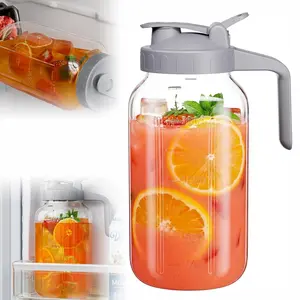 64oz Glass Water Jug with Lid, 2 Quart Mason Jar with Spout, Wide Mouth Breast Milk Bottle, Sun Tea Pot, Cold Brew Coffee Maker, Refrigerator Storage, Glass Pitcher