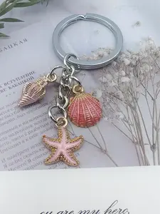 Cute Starfish & Shell & Mermaid Design Keychain, 2024 New Style Fashionable Keychain for Women & Girls, Trendy All-match Keychain for Birthday Gift