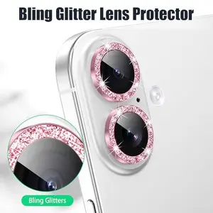 Camera Lens Protector Bling for iPhone AluminumDiamond Protective Tempered. Crystal Lens Protector foriPhone17/16 Pro Max, 16E/14/15/13, 16 Plus -Scratch-Resistant, Wear-Resistant, Stylish Camera LensProtector.(DoesNot AffectNight Photography).