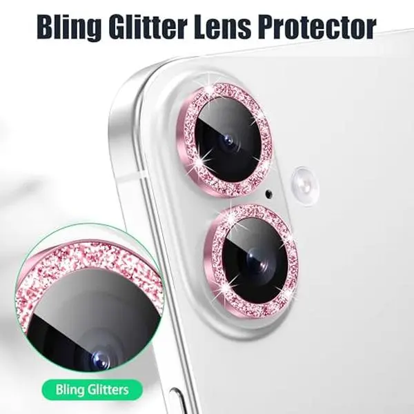 Bling Aluminum Alloy Tempered Glass Camera Lens Cover for iPhone 17/16 Pro Max, 16 Plus, 16E/15/14/13 - Multi-Model, Scratchproof, Wear-Resistant, Stylish Phone Accessory - Night Photography-Friendly