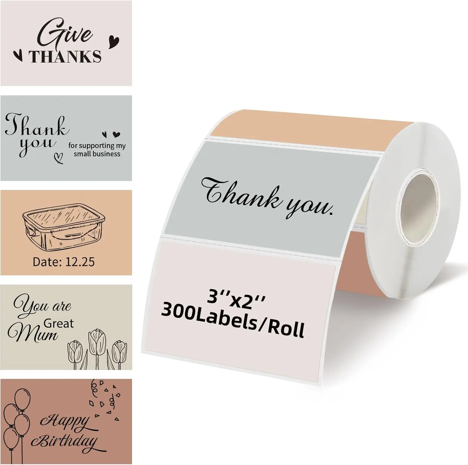 Starboling 3"x2" Direct Thermal Labels, Self-Adhesive Sticky Rectangle Thermal Shipping Labels, for Price & Barcode Uses (Beige Gradient), Sticky Label
