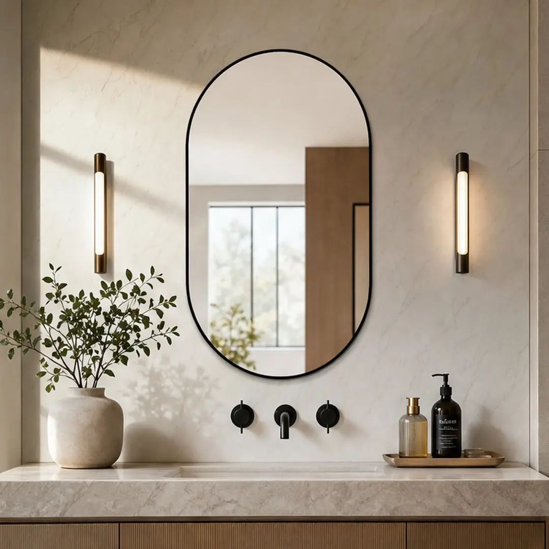36x24 Inch Black Bathroom Vanity Mirror Wall Mounted, Framed Wall Mirror for Bathroom, Vertical or Horizontal Hanging, Modern HD Mirror for Bedroom, Entryway, Glass, 36 x 24 Inches, Black Frame, Single, Black Color Options, Glass Material