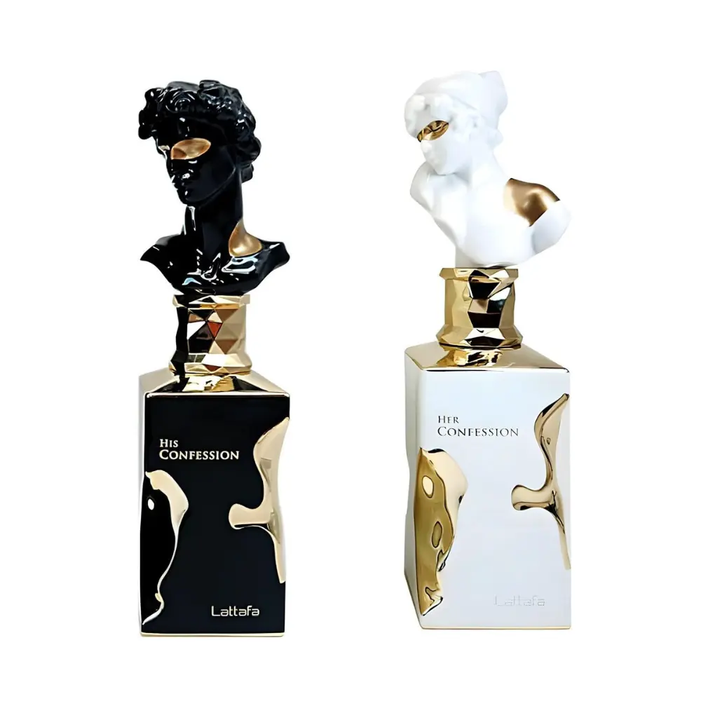 Lattafa Her Confession & His Confession 3 to 3.9 fl oz Eau de Parfum Multi-Pack - Women's Fragrance with Floral Sweetness, Men's Fragrance with Gourmand Vanilla