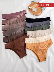 Women's Solid Color Panty, Soft Comfy Breathable Knicker for Daily Wear, Underwear for All Seasons, Soft Breathable Panties