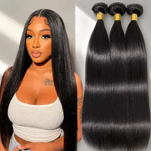 Natural Color Human Hair Bundles, Soft Full Hair Weave Extensions for Daily Styling