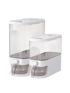 11Lbs/22Lbs Clear Rice Dispenser, Large Airtight Cereal Container with Lid, Time Scale & Measuring Cup, Moisture-Proof Food Storage Bucket for Rice, Grains, Coffee Beans, Corn, Soybeans and Oatmeal