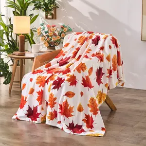 Fall Leaves Throw Blanket Ultra Soft Flannel Plush Blanket Maple Leaves Throw for Couch Sofa Bed Chair Office Nap Travel Camping 50" x 60"