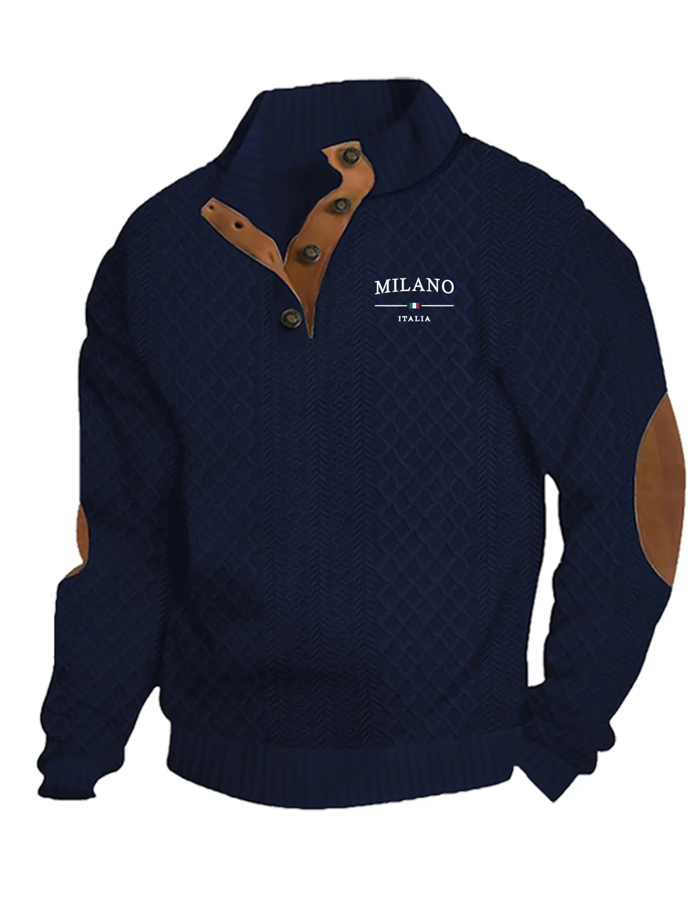 Men's letter print knitted jacquard long sleeve Henley hoodie Sweatshirt Tops, comfortable fabric, casual style, suitable for men's daily wear in and winter, essential for men's gatherings and dates. Men's gift.