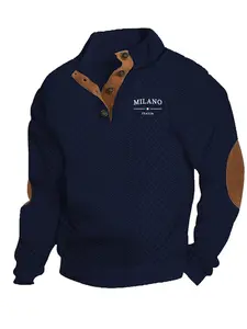 Men's letter print knitted jacquard long sleeve Fitted Henley hoodie, Sweatshirt, Knitwear, Knitted Clothes, comfortable fabric, casual style, suitable for men's daily wear in and winter, essential for men's gatherings and dates. Men's gift.