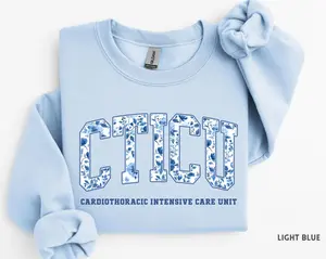 CTICU Nurse T-Shirt / Sweatshirt, Cardiothoracic Intensive Care Unit tshirt, Cardiothoracic ICU Nurse shirt, Blue Toile Nurse Cardiac ICU T-shirt,