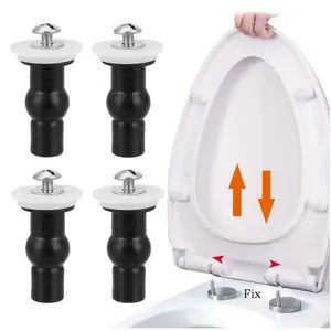 Toilet Seat Hinges Bolt, 4 Counts Expanding Small Universal Toilet Seat Screws, Rubber Top Nuts, Screw Fixings Blind Hole Fittings for Toilet