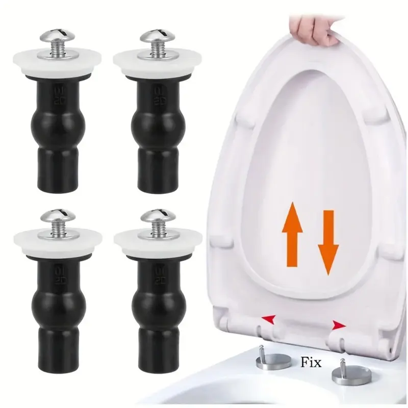 Toilet Seat Hinges Bolt, Toilet Seat Bolts, 4 Counts Expanding Small Universal Toilet Seat Screws, Rubber Top Nuts, Screw Fixings Blind Hole Fittings for Toilet, Toilet Seat Parts, Toilet Seat Expansion, Toilet Seat Installation