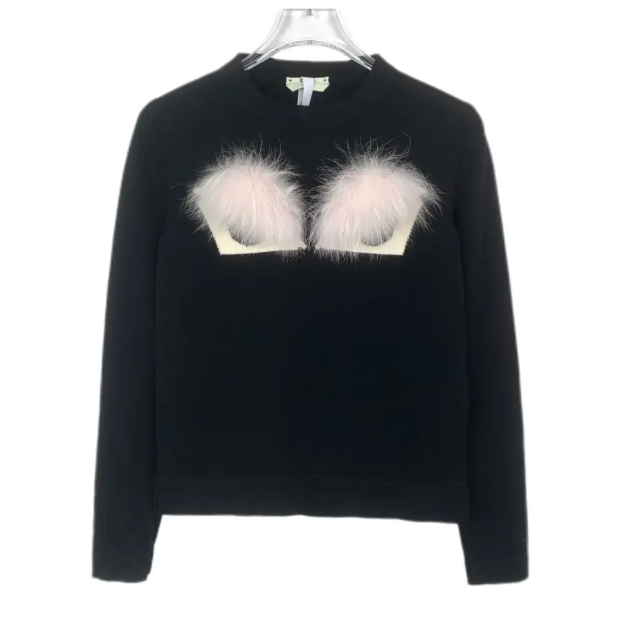 RDLT-Fendi Monster Eyes Black Wool Knit Sweater-SIZE XS