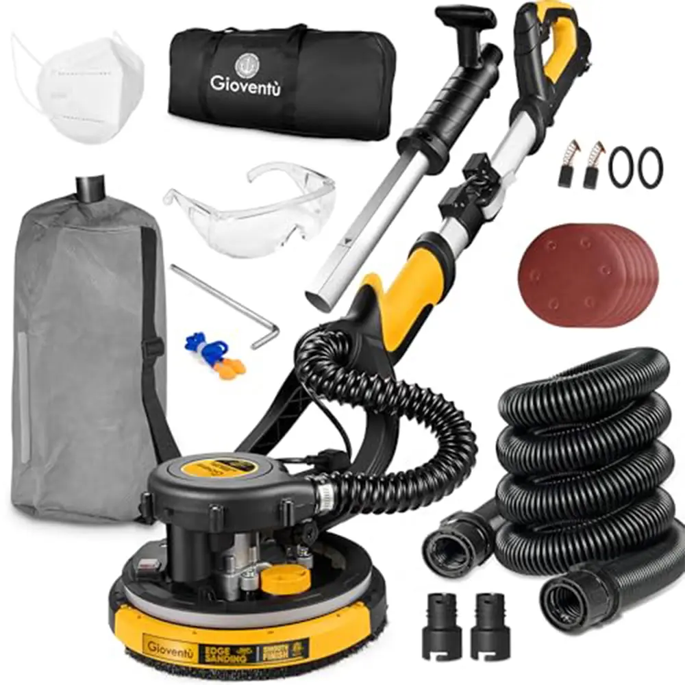 Electric Drywall Sander with Vacuum, 750W Wall & Ceiling Sander, Dustless Sanding Tool with LED Light & Extension Pole