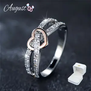 Women's Infinity Heart Cubic Zirconia Promise Ring, Fashion Heart Rings, Non-Tarnish Artificial Gemstone Jewelry, Valentine's Day Gift for GF, Exquisite Packaging, Sizes 6-10, Spring Statement Accessory, Promise Rings For Gf