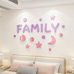 1COUNT 3D Acrylic Wall Sticker, No Drilling, Universal Use, Letter Pattern, Budget-Friendly, Cozy Living Room Decor