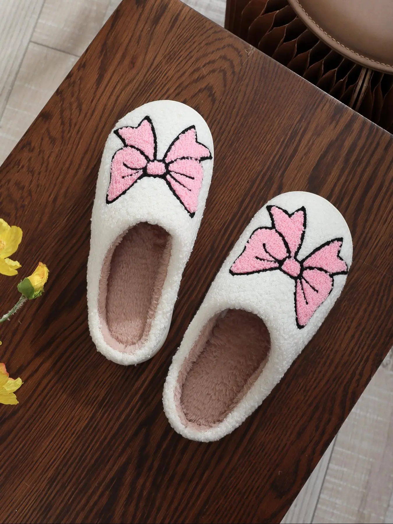 Women's Cute Cartoon Rabbit Butterfly Pattern Slippers, Casual Soft Comfortable Home Slippers, Fluffy Fall & Winter House Shoes for Indoor and Outdoor