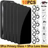 Privacy Screen Protectors & Camera Lens Protectors for iPhone Duo 18 Pro Max 18 17 16 15 14 13 12 11 9H Anti Spy Tempered Glass Film 5Pcs Privacy Glass + 5Pcs Lens Glass