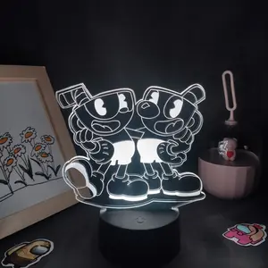 Cuphead and Mugman LED Lamp, 3d Night Lights, LED Color Changing RGB Light