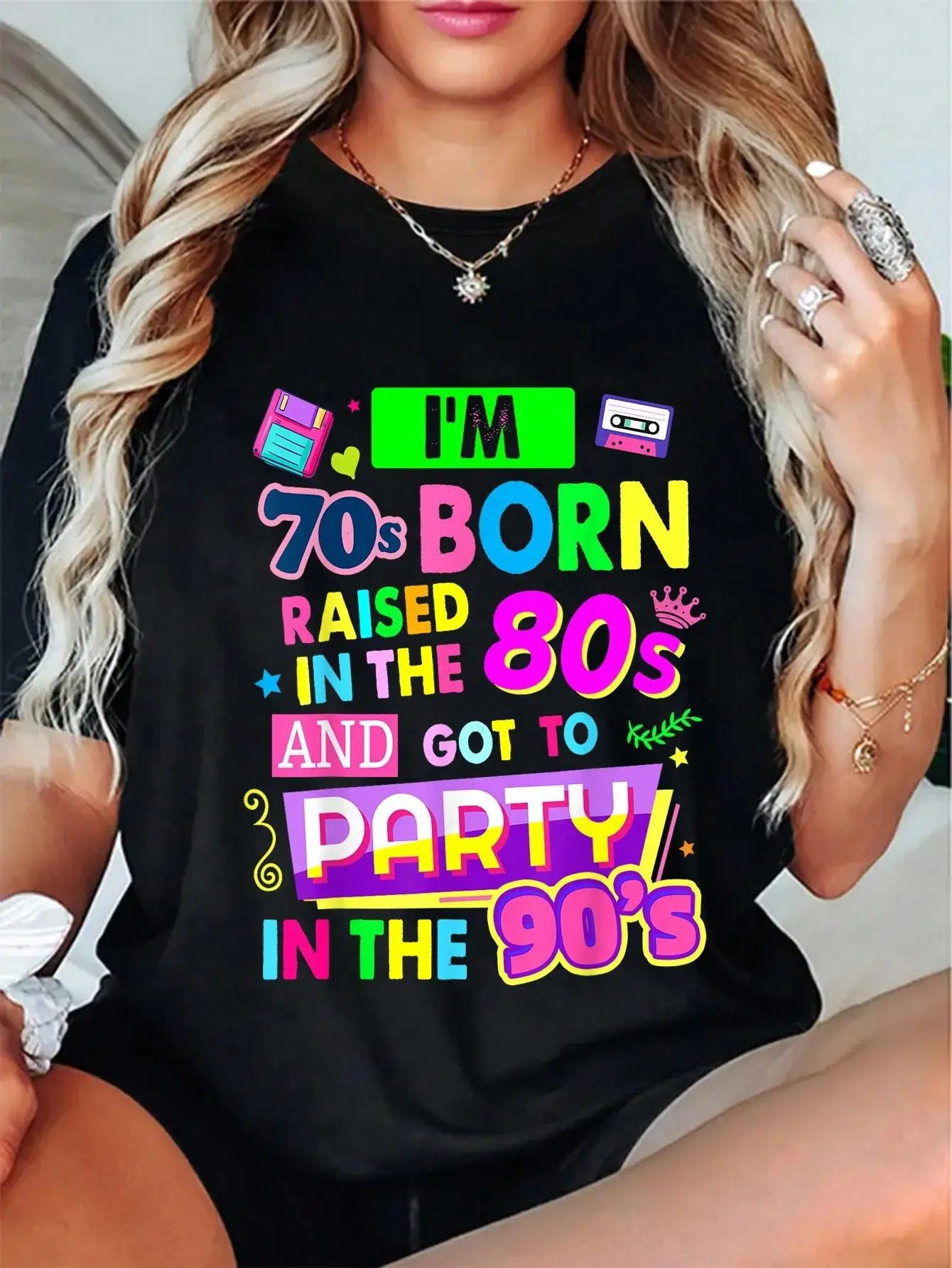 [100% Cotton] 100% Cotton 90S Rave Ideas For Men Women & Party Outfit 90S Festival Costume Cotton T-Shirt T-Shirt For Men And Women