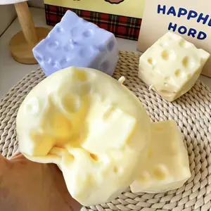 Purely Handmade，Soft and adorable cheese-shaped squishy toy, moldable stress reliever designed for squeezing. Featuring a highly pliable, non-rebounding texture, this slow-rising squishy serves as an ASMR stress ball and a fun tool for hand strength Cream