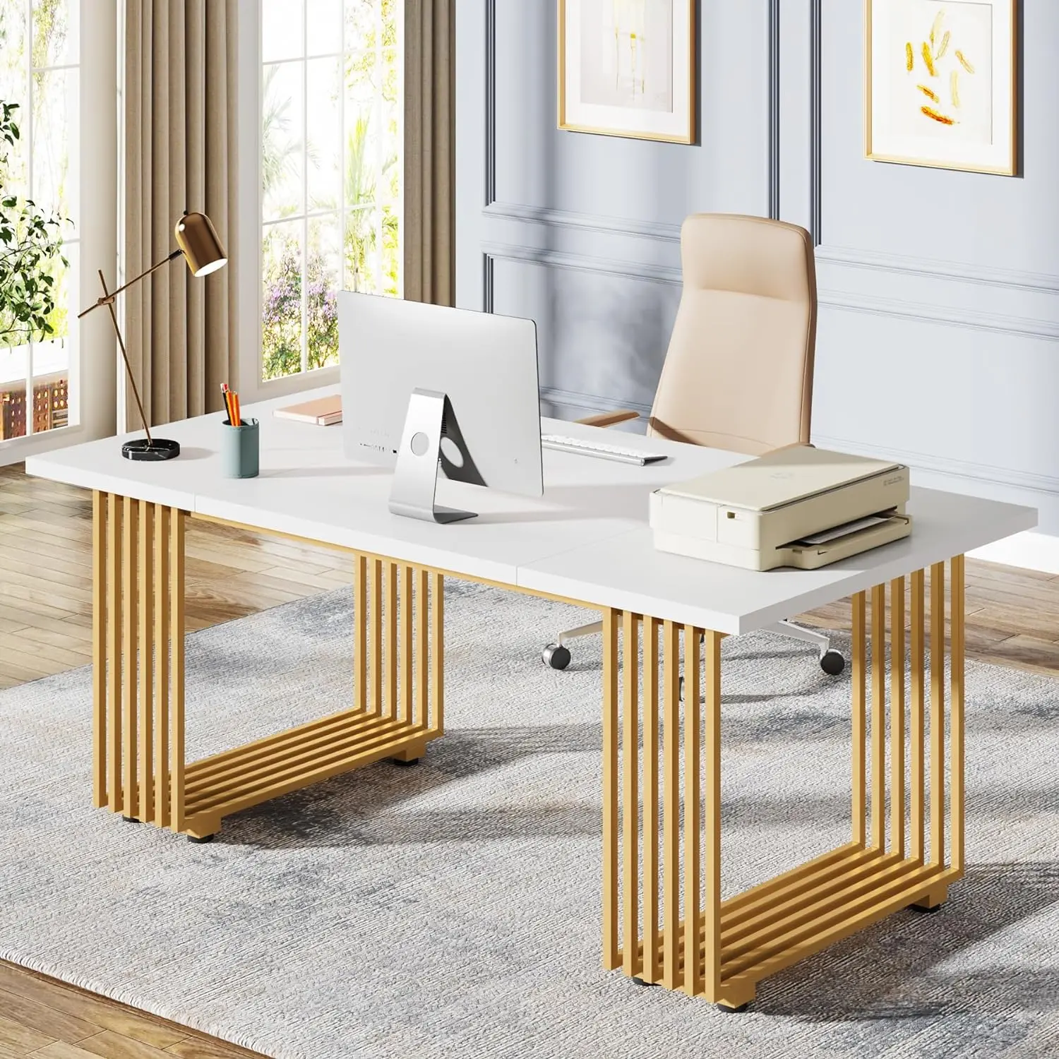 Tribesigns 70.9" Modern Wood Office Desk with Sturdy Metal Legs, Large Executive Workstation
