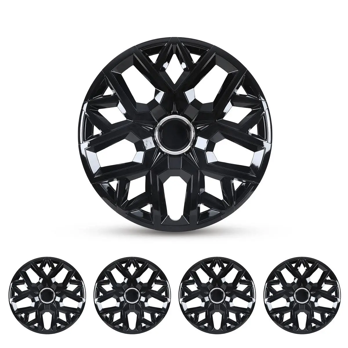 WOLFSTORM 4-Pack 15 in Universal Hubcaps, Low Profile Spare Wheel Covers for Steel Wheel Rims