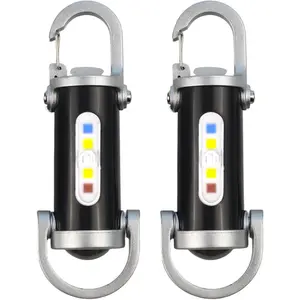 Super Bright Mini Keychain Flashlight & USB Rechargeable Type-C, Waterproof & Compact Design, Dual Function as Power Bank for Outdoor Camping Hiking Emergency Use, Black ABS Build, Includes 2 Flashlights and 2-in-1 Cables