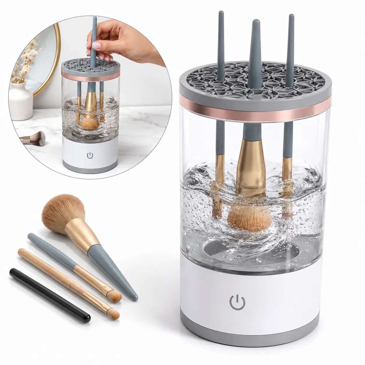 Electric Makeup Brush Cleaner Machine - Automatic Cosmetic Brush Washer with Fast Deep Clean & Dry Function, USB-Powered Home Beauty Tool