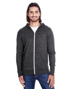 Threadfast Apparel 302Z Unisex Vintage Heather Hoodie, Lightweight Triblend Full-Zip Top for Casual Layering, Tops