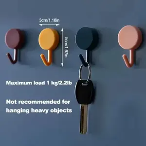 10Pcs Macaron Adhesive Hooks, Colorful Heavy Duty Removable No Drill Wall Hooks for Kitchen Bathroom Door Hanging Storage, Viral TikTok Trending Home Organizer Must Have